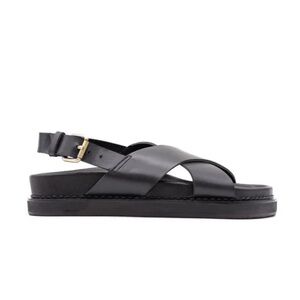 Liberté Black Capri Sandal with Crisscross Straps
